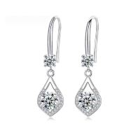 wholesale S925 Sterling Silver Moissanite Drop Earrings, High-End 1 Carat 2 Carat Zircon Ear Dangle Fashion Earring Wholesale-1 carat (zircon) earrings 925 silver