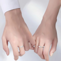 wholesale S925 Sterling Silver "Je t'aime" Couple Rings for Men and Women, Fashionable, High-End, Luxurious, and Niche Design-0-3