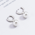 wholesale S925 Sterling Silver Simple and Fashionable Full-Diamond Shell Pearl Ear Clasp Ins Style Small Design Ear Jewelry M05251-0-4
