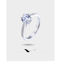 wholesale S925 Sterling Silver Ring for Women, Light Luxury and Niche Zircon Hand Jewelry, Personalized Diamond Ring with Eight Hearts and Eight Arrows, Fashionable Proposal Ring-Fashion Ring [S925 Silver]  Adjustable opening