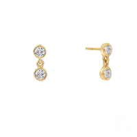 wholesale S925 Sterling Silver Ins Style Minimalist Double Zircon Women's Earrings, Ear Drops, Ear Studs, Korean French Style Internet Celebrity Elegant Jewelry-gold