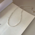 wholesale S925 Sterling Silver Broken Silver with Swarovski Pearl Link Necklace for Women, Korean Spring and Summer New Arrival, Versatile Minimalist Style Choker-0-3