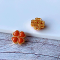 wholesale S925 gold-plated silver accessory with inlaid southern red agate spacer beads, pendant, DIY handmade bracelet charm, heart-shaped-0-9