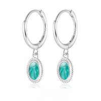 wholesale 925 Sterling Silver Earrings with Green Enamel and Opal, Vintage Luxury High-End Elegant Hoop Earrings-Starry Sky Enamel-Platinum &gt;925 Silver