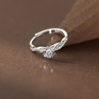 wholesale S925 Sterling Silver Woven Ripple Diamond Inlaid Ring, Design-Ins Style Elegant Women's Jewelry R01541-S925 silver ring Adjustable opening