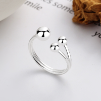 wholesale S925 Sterling Silver Irregular Bead Silver Ball Line Open Ring Korean Style Ins Minimalist Index Finger Ring-893FJ/approx. 1.8g Adjustable opening