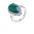 wholesale S925 Sterling Silver Women's Natural Gemstone Ring, Fashionable Luxurious Large Size Gemstone with Natural Green Agate-0-0