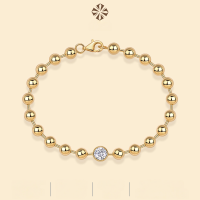 wholesale 925 silver gold-plated chain bracelet with moissanite, ready to ship, cross-border, European and American ins style, lightweight luxury niche design-Moissanite 1 carat>21cm