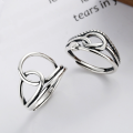 wholesale S925 Sterling Silver Wrapped Wire Double Layer Irregular Cross Ring, Korean Style Retro Minimalist Versatile Ring-0-0