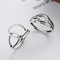 wholesale S925 Sterling Silver Wrapped Wire Double Layer Irregular Cross Ring, Korean Style Retro Minimalist Versatile Ring-YJ224/B model is about 2.6 grams. The opening is adjustable.