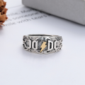 wholesale S925 Silver Retro Vintage Creative Lightning English Letters Literary and Artistic Style Trendy Personality Adjustable Ring-0-1
