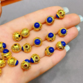 wholesale S925 silver gold-plated natural lapis lazuli accessory spacer bead hand plaque drop bracelet necklace DIY semi-finished product-0-6