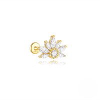 wholesale S925 Sterling Silver Geometric Irregular Zircon Cartilage Flat Head Spiral Ear Bone Stud-Single gold #2