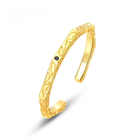 wholesale S925 sterling silver gold-plated minimalist geometric retro patterned ring, fashionable and elegant jewelry for wholesale-10K gold + swimming paint Adjustable opening