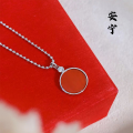 wholesale S925 Sterling Silver Red Agate Double-Sided Bead Necklace for Women, Minimalist and Elegant Collarbone Chain, Peace and Joy Luxury Niche Jewelry-0-2