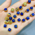 wholesale S925 silver gold-plated natural lapis lazuli accessories, gourd spacer beads bracelet DIY semi-finished products-0-6