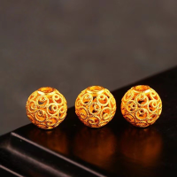 wholesale S925 silver DIY accessories hollow beads ancient method silver Nepal handmade silver beads loose beads bracelet string accessories-Small one (about 5.8 mm)