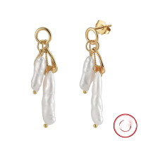 wholesale S925 Sterling Silver, 14K Gold Irregular Cultured Freshwater Pearl Earrings for Women Factory Direct-14K gold, natural freshwater pearl, approximately 5.49g 925 silver