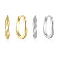 wholesale S925 Sterling Silver Irregular Smooth Curved Wave Hoop Ear Clasp, Fashionable Minimalist Versatile Geometric Earrings-0-0