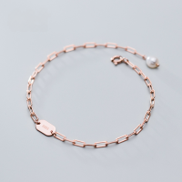 wholesale S925 silver oval disc pearl trendy fashion ins style Korean women's bracelet jewelry S3441-s925 silver-rose gold bracelet