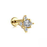 wholesale S925 Sterling Silver Butterfly With Zircon, Pearl, And Spiral Thread Ear Cartilage Stud, 16g Flat Back, Popular In Europe And America-Single gold #12