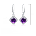 wholesale S925 Silver Light Luxury Natural Amethyst Gemstone Ear Studs Earrings, High-End Sense with Natural Gemstone Inlays-0-0
