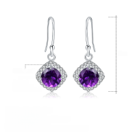 wholesale S925 Silver Light Luxury Natural Amethyst Gemstone Ear Studs Earrings, High-End Sense with Natural Gemstone Inlays-Natural Amethyst Earrings 925 Silver