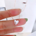 wholesale Sterling Silver Heart Necklace for Women, Small and Fresh, Diamond-Encrusted Star Collarbone Chain, Sweet Mother-of-Pearl Love, Simple and Minimalist, TikTok Live-0-3