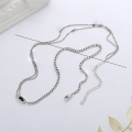 wholesale S925 Sterling Silver Korean Style Minimalist Ins Chain Link Creative Small Square Zircon Collarbone Necklace-0-2