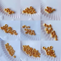 wholesale 925 Sterling Silver Gold-Plated Small Spacer Beads DIY Bracelet Necklace Accessories Handmade Knotted Jewelry Large Hole Spacer Disc Gold Beads-Style 4 (2 pieces)