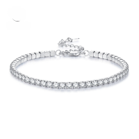 wholesale High-carbon metal jewelry new full diamond bracelet NIS simulated diamond 3mm pave chain-B004 Bracelet [3mm Claw Chain] >17cm