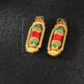 wholesale Gold-Plated 925 Silver Rotating Mantra Bucket Nine-Eye Dzi Bead Enamel Pendant for DIY Necklace Bracelet Accessories-0-5