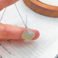 wholesale S925 Sterling Silver Chuangke Hetian Jade Ruyi Peace Lock Necklace for Women, Fashionable Chinese Style Design High-End Collarbone Chain-0-5