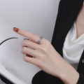 wholesale S925 Sterling Silver Korean-style Trendy Irregular Textured Vintage Adjustable Index Finger Single Ring-0-3