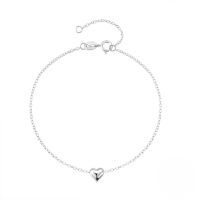 wholesale 925 Sterling Silver Heart-shaped Polished Daily Wear Bracelet For Women, Korean Simple Style-Platinum 925 silver