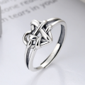 wholesale S925 Sterling Silver Korean-style Love Braided Line Wrapped Geometric Creative Minimalist Versatile Open Ring-0-0