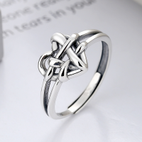 wholesale S925 Sterling Silver Korean-style Love Braided Line Wrapped Geometric Creative Minimalist Versatile Open Ring-YJ817/approx. 3.5g Adjustable opening