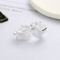 wholesale S925 Sterling Silver Frosted Concave Arc Ear Clasps, Fashionable Commute Light Luxury Style, Elegant and Versatile Earrings for Women-0-2