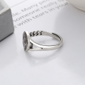 wholesale S925 Sterling Silver Retro Antique Coin Hard Chain Style Openwork Mix-and-Match Open-End Ring-0-2