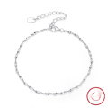 wholesale S925 Sterling Silver 2mm Double-Layer Water Wave Chain Bracelet with Extension Chain, Factory Direct-0-5