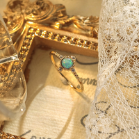 wholesale Sterling Silver Japanese Retro Dreamy Opal Ring and Necklace Set, DunLi New Arrival, Niche Luxury Wholesale-Opal Ring 7# (US Size)  925 Silver