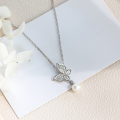 wholesale Metal Pearl Butterfly Necklace for Women, Natural Freshwater Collarbone Chain, Small Niche Design, Ins Minimalist Style, High-End Sense, Simple and Elegant-0-3