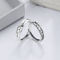 wholesale S925 Sterling Silver Korean-style Love Heartbeat Sensing Irregular Hollow Heart Couple Open Ring-0-0