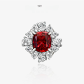 wholesale S925 Silver New Cultured Ruby 6 Carat Fat Square 10*11 Luxury Full Diamond Ring-0-0