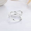 wholesale S925 Sterling Silver Korean Style Irregular Exaggerated Line Ring Creative Trendy Adjustable Index Finger Ring for Women-0-3