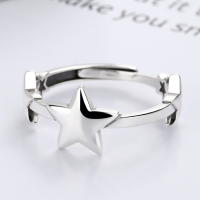 wholesale S925 Sterling Silver Retro Thai Silver Constellation Ring Lucky Star Goodluck Couple Adjustable Ring for Women-YJ093/approx. 2.4g Adjustable opening