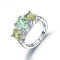 wholesale S925 Sterling Silver Natural Green Amethyst Ring In Stock Direct Supply Fashion Luxury Inlaid Gemstone Natural Colored Gem Ring-0-0