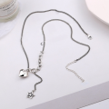 wholesale S925 Sterling Silver Overall Heart Necklace for Women, Ins Minimalist Style, Niche Design, Tassel Heart-shaped Collarbone Chain, Simple Jewelry-0-3