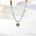 wholesale Metal, New Chinese-style long vintage green emerald butterfly necklace for women, cheongsam ethnic style versatile enamel pendant sweater chain-0-0