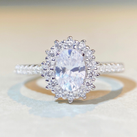 wholesale S925 Sterling Silver 1 Carat Pigeon Egg Moissanite Ring, Ins Style Simple and High-End Ring, D Color Moissanite-White Diamond-CBJZ304 (High Carbon Diamond)>7